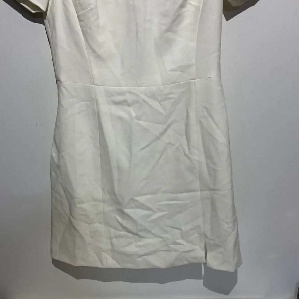 French Connection Womens White Short Sleeve‎ Sheath Dress Size 8 Exposed Zipper